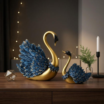 Tabletop Romantic Swan Couple | Desicts Lifelong Love | Ceramic Centerpiece Home Decor | Valentines,Wedding, Anniversary, Birthday Gift - (Pack of 1, Marble White)