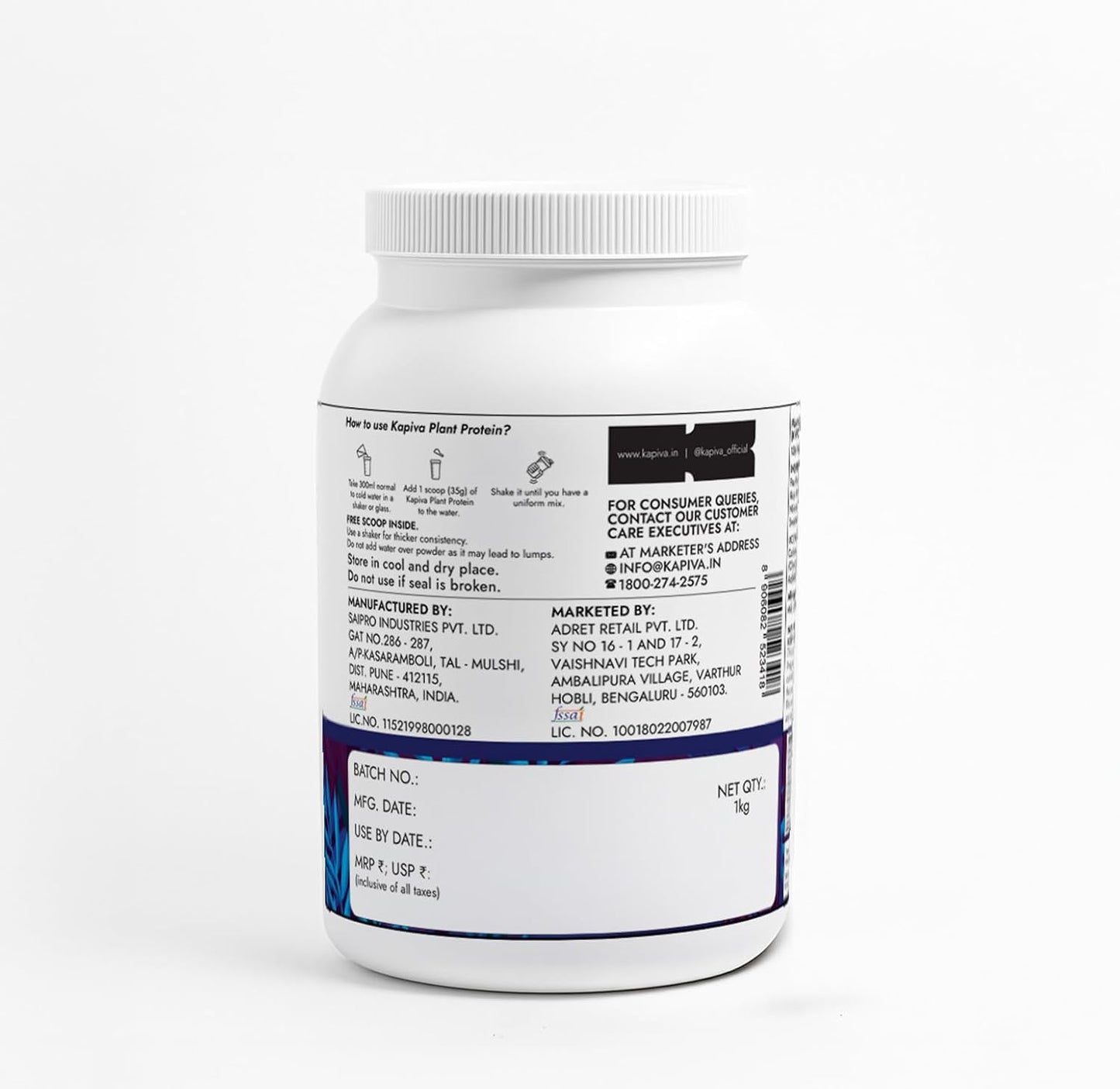 Kapiva Plant Protein | 25g Protein Per Scoop, Chocolate | With Vitamins & Minerals | Pea protein Isolate - 1Kg