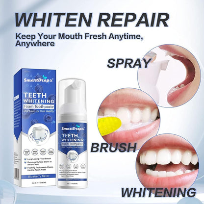 Smartdrops Teeth Whitening Mousse Foam Toothpaste Cleaning Gums Freshen Breath 60ml