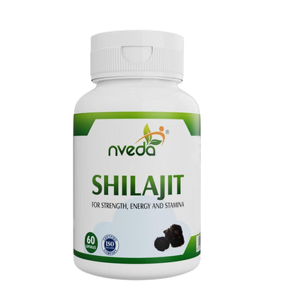 Nveda Shilajit Capsules, Ayurvedic Shilajit for Stamina & Strength, Shilajit original helps in boosting performance, energy & immunity 60 Capsules