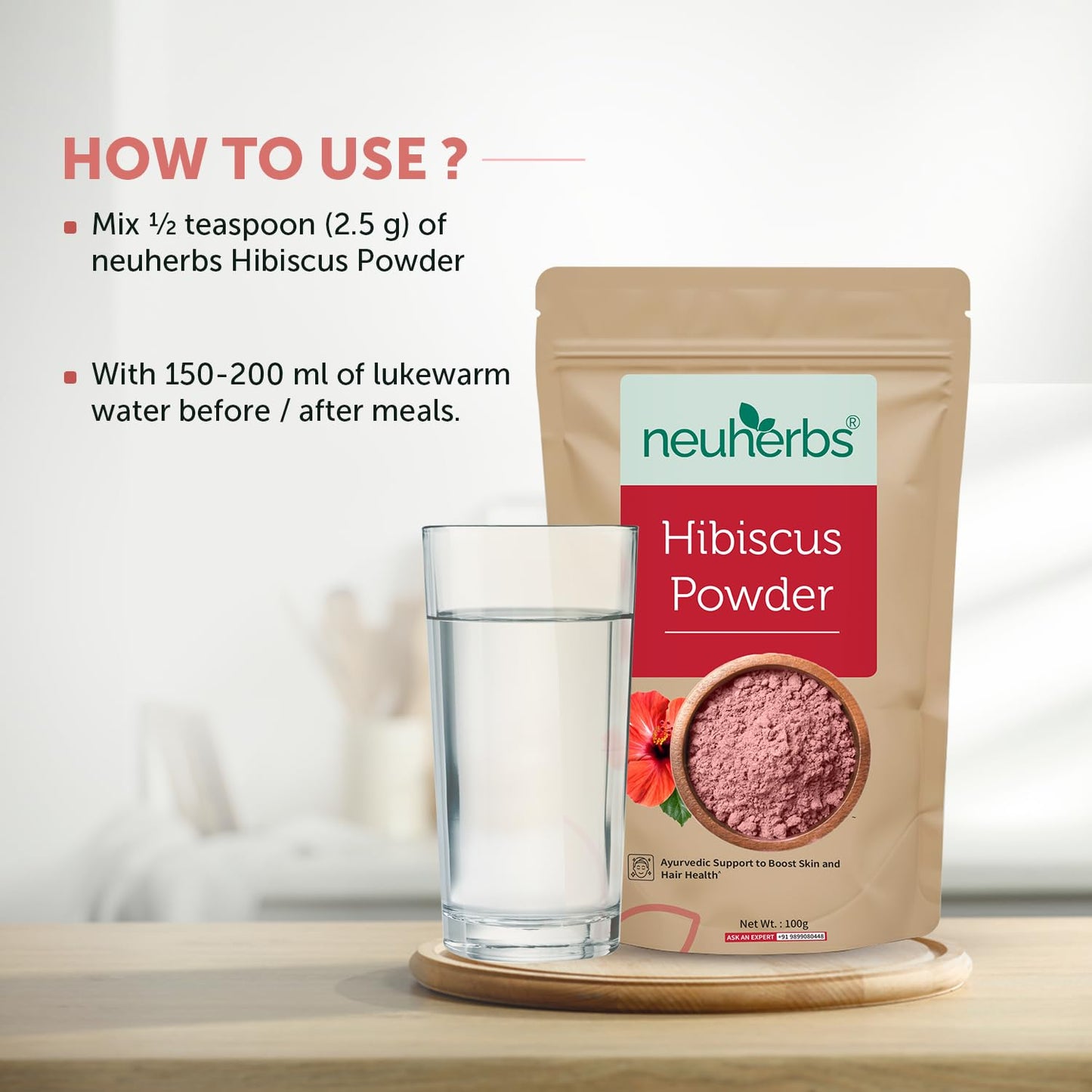 Neuherbs Organic Hibiscus Powder For Women & Men (100 gm, Pack of 1) | Ayurvedic Care To Boost Skin & Hair Health | 100% Natural & Vegan Friendly | Rich in Antioxident & Vitamin C | No Additives