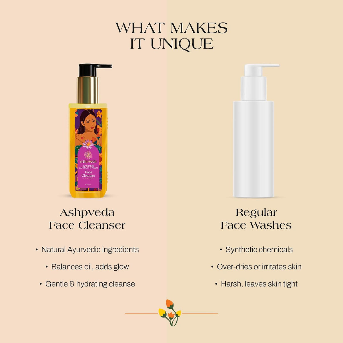 Ashpveda Ayurvedic Face Wash Cleanser with Kashmiri Saffron & Neem Gentle Exfoliating Cleanser, Removes Oil & Dirt, Hydrates & Refreshes Skin (100ml)