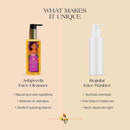 Ashpveda Ayurvedic Face Wash Cleanser with Kashmiri Saffron & Neem Gentle Exfoliating Cleanser, Removes Oil & Dirt, Hydrates & Refreshes Skin (100ml)