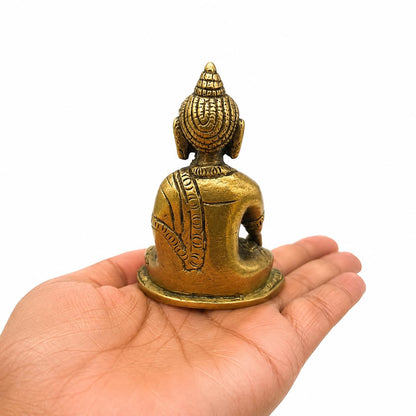 Handcrafted Brass Buddha Statue for Home Decor | Meditation Buddha Idol | Spiritual Decorative Showpiece for Puja Room, Office & Living Room | Height 3.8 Inch, Length 3 Inch, Width 2 Inch