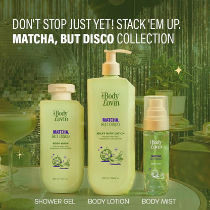 Plum BodyLovin’ Matcha, But Disco Body Wash | Calming & Smoothening Shower Gel | Match Green Tea, Magnesium & Coconut Milk | Lactonic Matcha Fragrance | 250 ml
