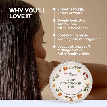 Earth Rhythm Solid Conditioner Bar – Argan & Black Castor, Deep Conditioning + Frizz Control, No Parabens & Sulphates