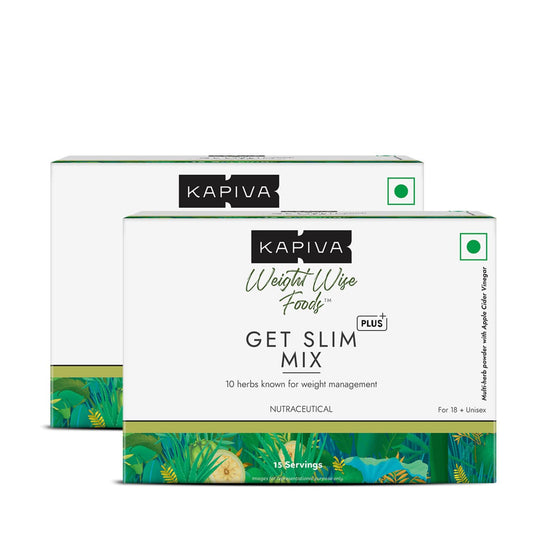 Kapiva Get Slim Mix | Blend of 10 Weight-Care Ingredients | Long-term Weight Care | No preservatives | 15 sachets, Pack of 2