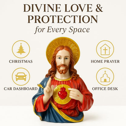 Sacred Heart of Jesus Statue | Christmas Prayer Idol for Home Church, Car Dashboard God Idol, Xmas Dcor Showpiece, Spiritual Idol & Devotional Gift for Positive Energy
