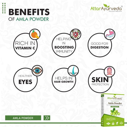 Attar Ayurveda Pure Amla Powder For Hair Growth (250 grams) | Ideal for Hair, Eating, Drinking & Skin