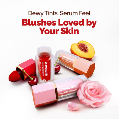 Mamaearth Matte Glow Serum Blush With Vitamin C & Cherry Extract - 5 Ml - Cherry Red | Weightless Serum Formula | Long-Lasting | Blendable, Water-Like Texture