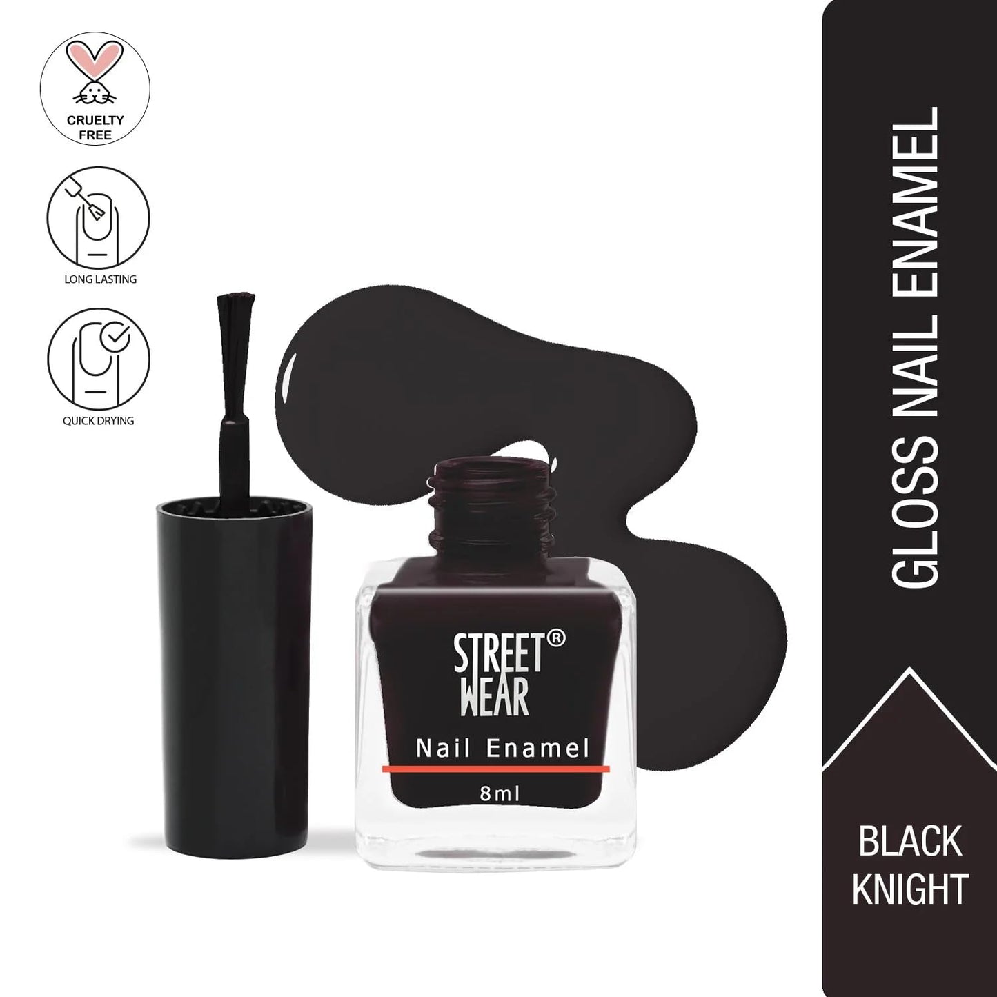 Street Wear Nail Enamel, Black Knight, 8ml