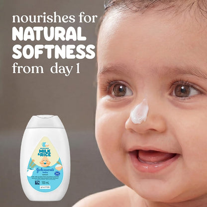 Johnson's Baby Milk and Rice Lotion, 100ml, White