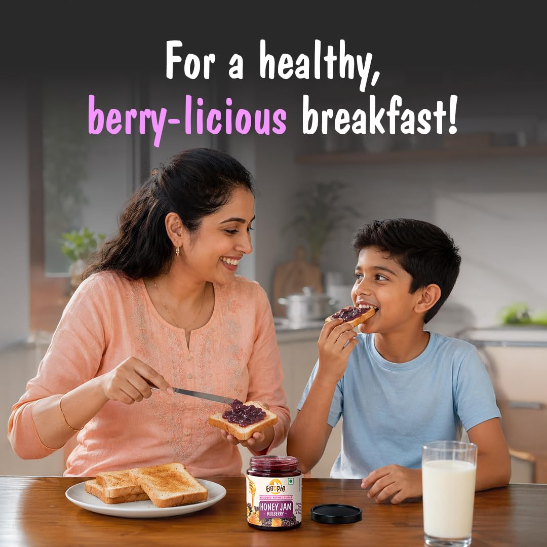 Eatopia Mulberry Honey Jam, 70% Berries, Pack of 1 (240g)