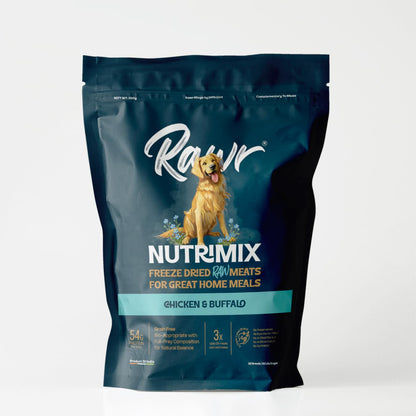 Rawr4dogs Nutrimix Freeze-Dried Meat Toppers | Chicken & Buffalo | for Home Cooked Meals | 54% Protein | Natural and Preservative Free | 500 GMS | Makes 1500 GMS When Mixed with Water