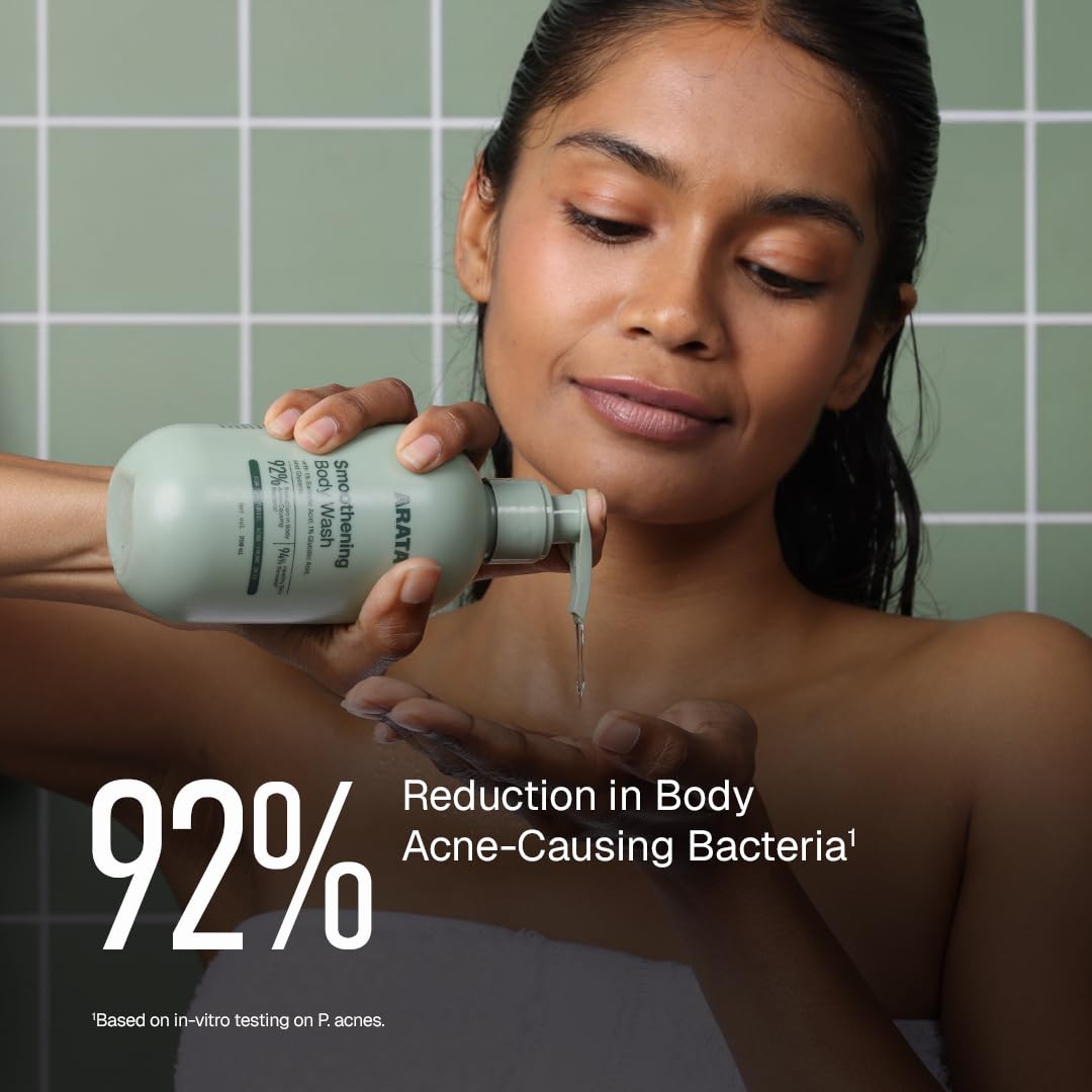 Arata 1% Salicylic Body Wash for Bacne & Dry Skin | 92% Reduction in Body Acne Causing Bacteria | Exfoliating Shower Gel for Rough & Uneven Skin | Scientifically Proven & Derma Tested | 250 ml