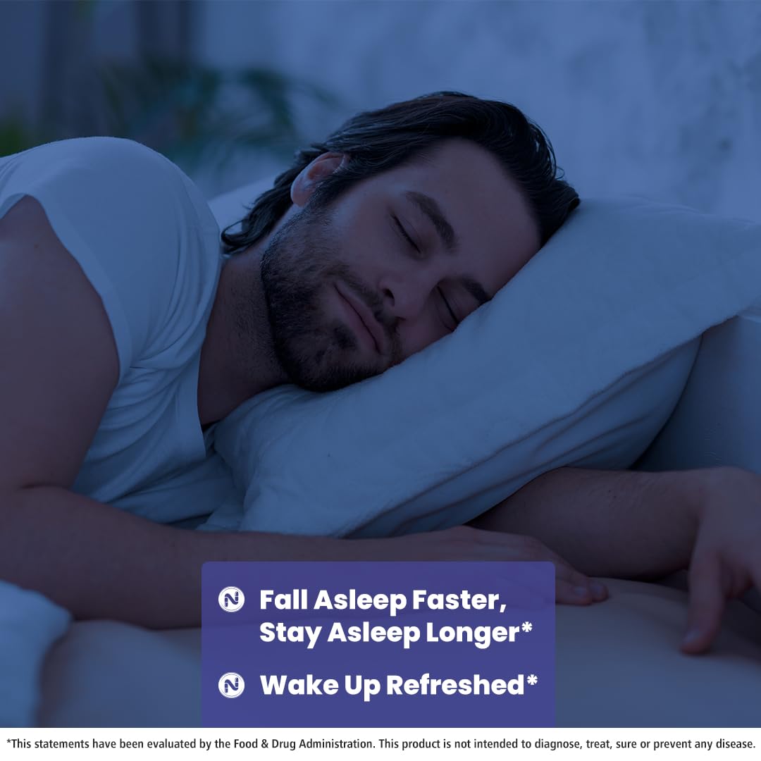 Man sleeping with a pillow, promoting faster sleep, longer sleep, and refreshed wake-up.