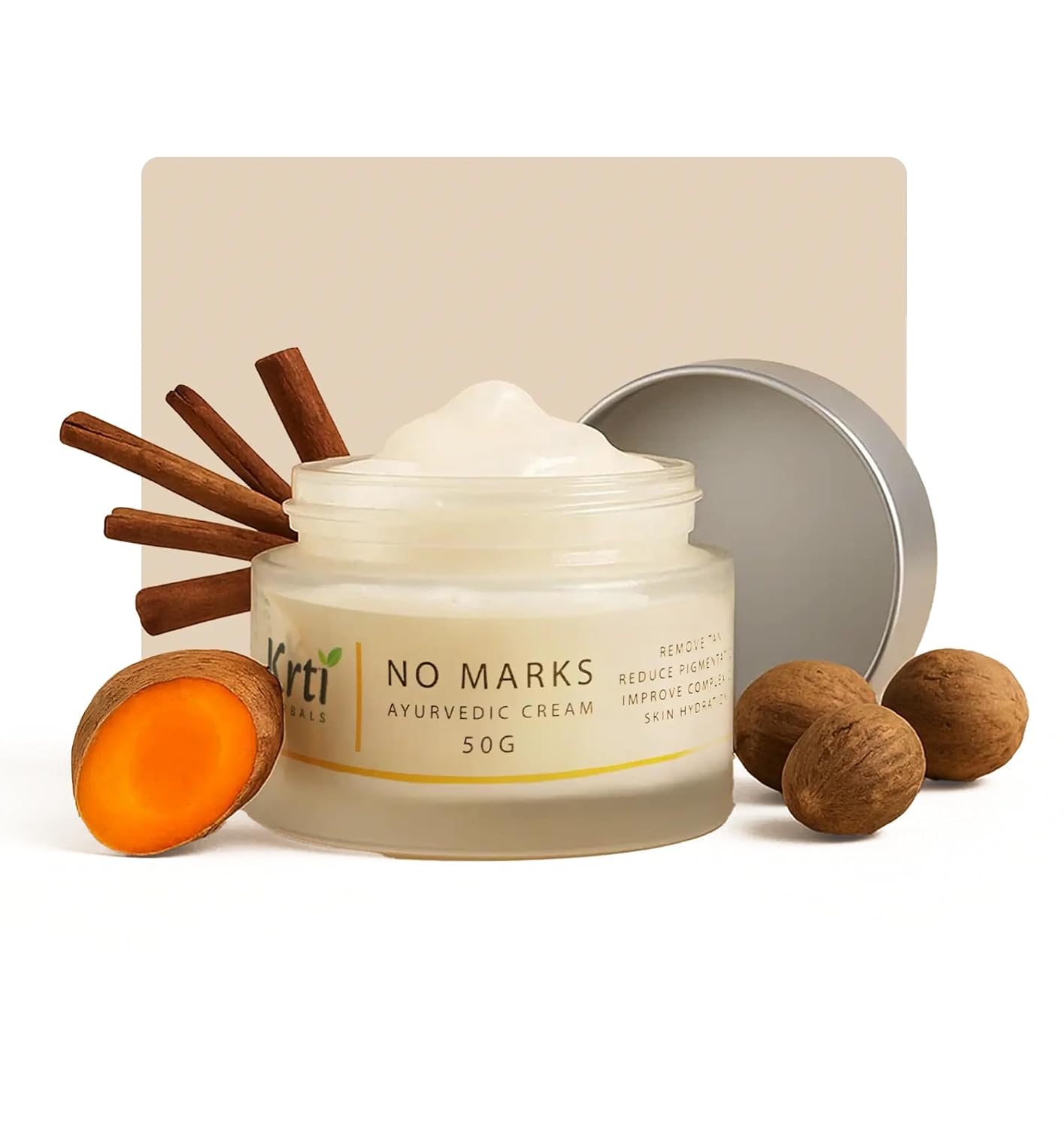 Ayurvedic Pigmentation No Marks Cream for Women – 50 g | Reduces Dark Spots, Blemishes, Removes Tan, Improves Skin Complexion & Hydrates | with Triphala, Turmeric & Manjishta