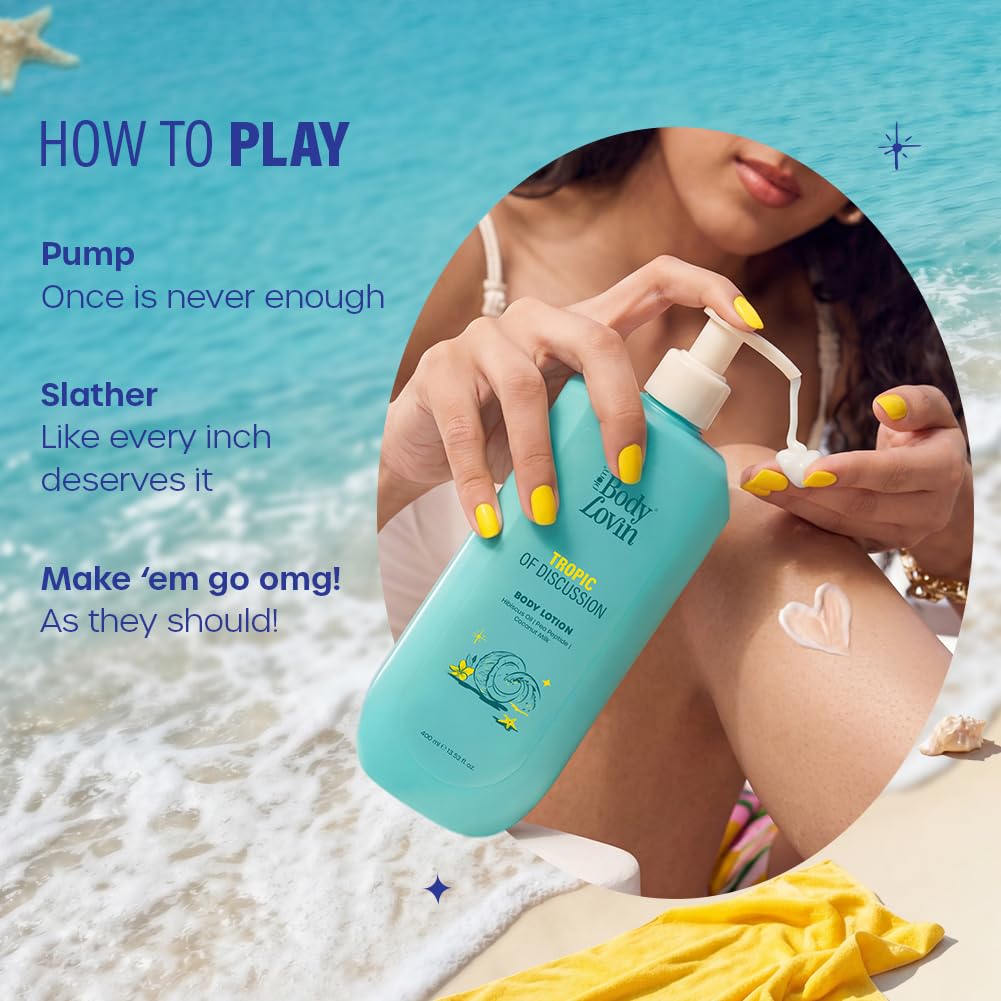 Plum BodyLovin’ Tropic Of Discussion Body Lotion | Firming & Tightening Body Lotion | Lightweight Hydration | Hibiscus Oil, Pea Peptide & Coconut Milk | Fresh Tropical Fragrance | 400 ml