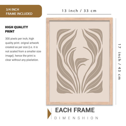 Boho Art Home Decoration Paintings With Frame For Living Room Bed Room Hotel Wall Decor Digital Reprint Set of 3 (13x17 inch)