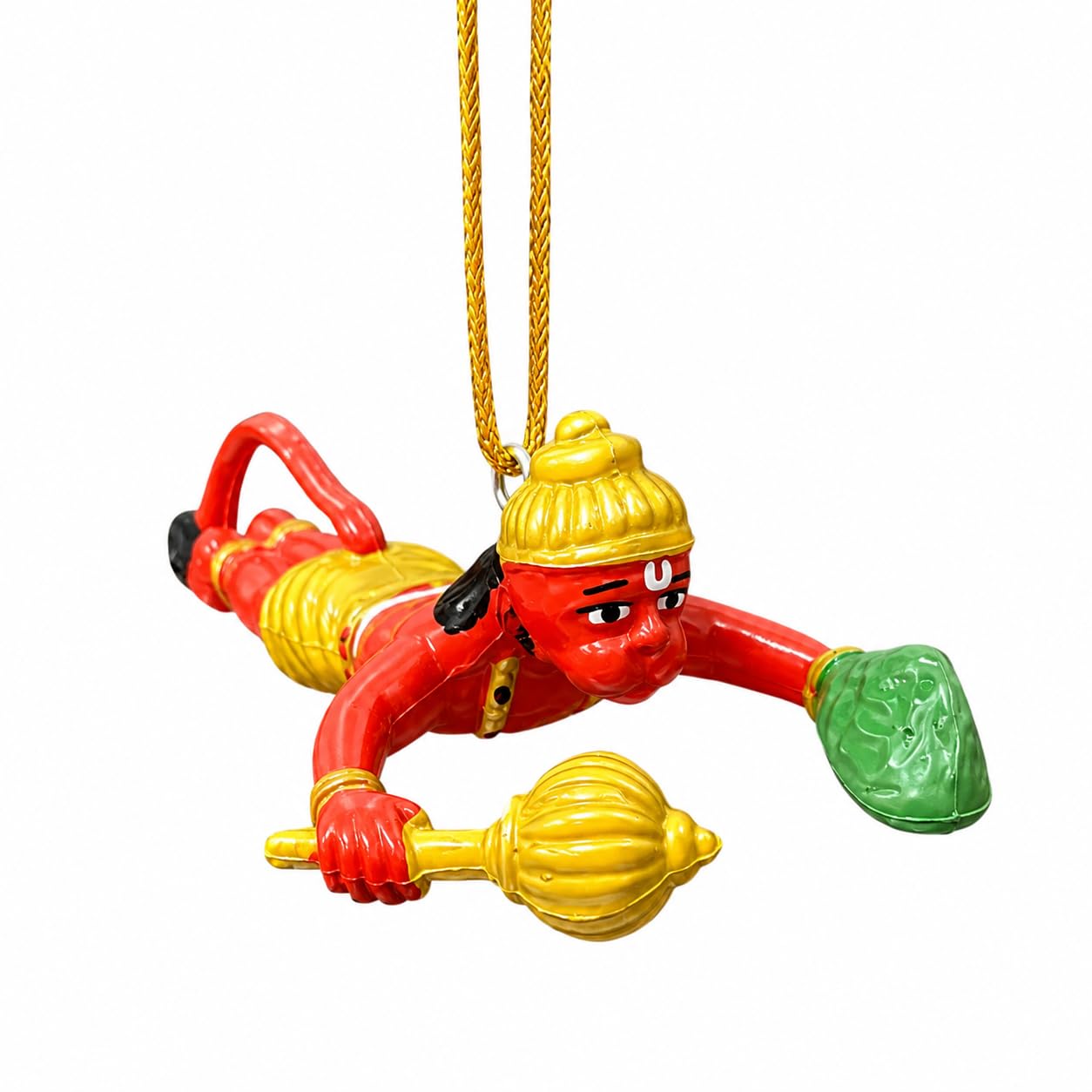 B.R STORE Flying Lord Hanuman Hanging Idol | Bajrangbali Decorative Showpiece with Thread | Religious Car Hanging & Home Temple Dcor | Hindu God Hanuman Murti