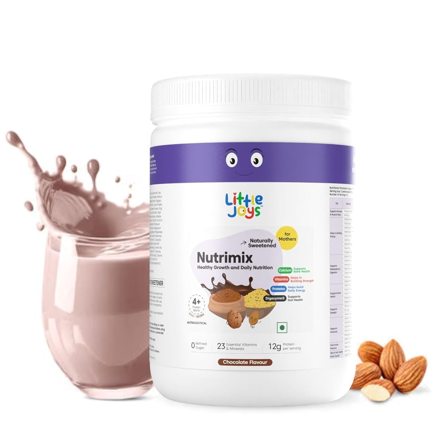 Little Joys Nutrimix for Mothers 350g |12g Plant Protein | Boosts Energy, Supports Digestion, Immunity & Brain Development | Nutritionist Approved |Ragi, Bajra, Jaggery, Oats, Digestive Enzymes & Nuts | Chocolate Flavour