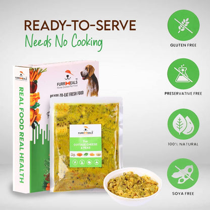 FurrMeals Wet Dog Food | Fresh Cottage Cheese and Peas | Ready-to-Eat Fresh Dog Food | All Breed | Veg Recipe | Gluten Free I Preservative Free I Single Pack (200gm)