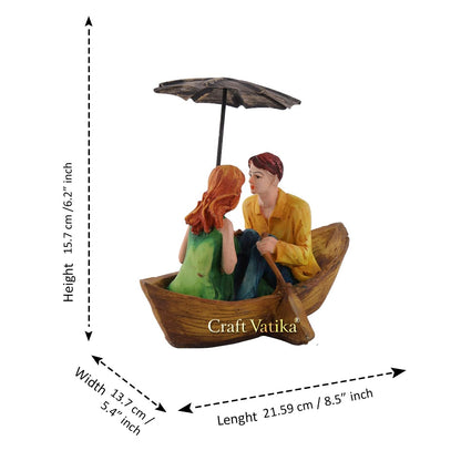 Valentine Gift for Girlfriend Boyfriend Husband Wife Girls Boys | Romantic Love Couple On Boat Showpiece Lovers Statue Gift Valentine Day Anniversary Home Decor Items (8.5x5.4x6.2 Inches)