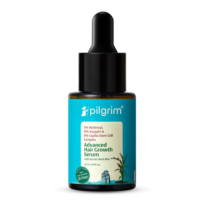 Pilgrim Redensyl 3% + Anagain 4% + 5% Capilia Stem Advanced Hair Growth Serum (30ml) for Scalp with Korean Black Rice & Rosemary | Control Hair Fall, Stimulate Hair Regrowth, Increase Hair Density