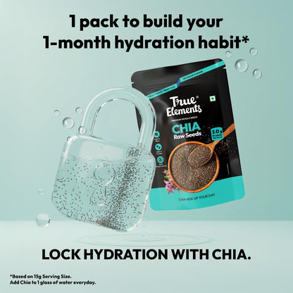 True Elements Raw Chia Seeds 500g - Dirt & Stone Free Premium Chia Seeds | 30 days pack | High Fibre & Plant Protein | Helps with Weight Management | Good for Summer Hydration | Super Seeds for Smoothies, Oats & summer Drinks