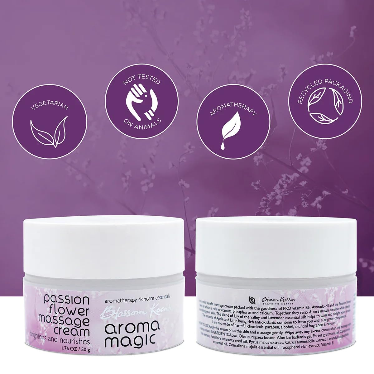 Aroma Magic Passion Flower Massage Cream| with PRO vitamin B5 |Brightens and nourishes the skin |Avocado oil, apple & lime extracts, wild olive butter| All Skin Type ? 200g