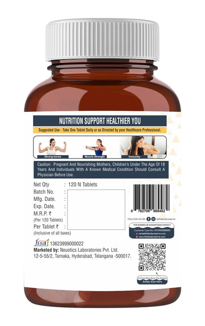 Brown supplement bottle with white cap on a white background