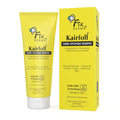 Fixderma Kairfoll Red Onion Shampoo with Castor Oil for Hair Growth | Femme Specifique Shampoo for PostPartum & Menopause | Biotin Shampoo for Women | Sulphate and Paraben free - 200ml