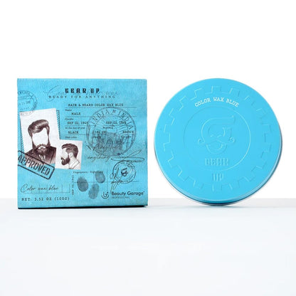 Beauty Garage Gear Up Hair & Beard Blue Color Wax Bold Blue Hue | Flexible Hold with Hair-Loving Oils, 100g