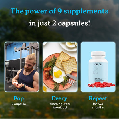 Mars Natural Surgemax Caps : Powered with Shilajit and Safed Musli | Natural Energy Booster | Strength,Stamina,Immunity, 60 Capsule