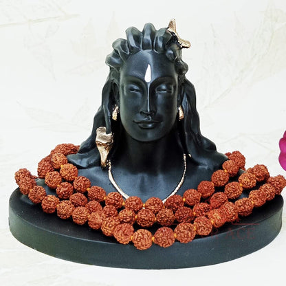 Adiyogi Shiva Statue for Car Dash Board, Pooja & Gift, Mahadev Murti, Idol, Lord Shankara Home Office Decor (Adiyogi with Rudraksha Mala), Resin