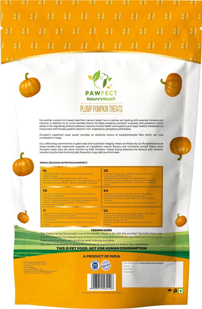 Pawfect Treats Nature's Munch Freeze-Dried Finest Pumpkin Treats for Dogs | Hypoallergenic Dog Treats, Grain-Free | Healthy Dog Treats (20 G),All Life Stages