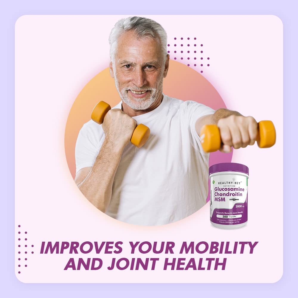 Zephivo HealthyHey Nutrition Double Strength Glucosamine Chondroitin and MSM for Cartilage; Joint and Bone 300 Capsules
