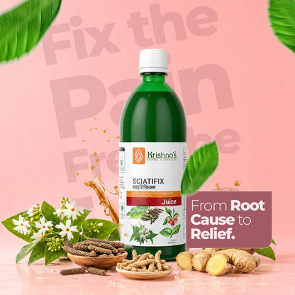 Krishna's Sciatifix Herbal Juice - Good source of calcium | Strengthens bones and muscles | 100% Organic Ingredients, No Artificial Colors & Gluten Free - 1000 ml (Pack of 1)