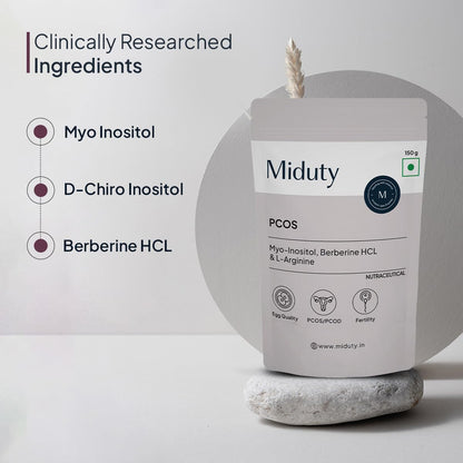 Zephivo Miduty by Palak Notes PCOS Powder Myo Inositol and D Chiro Inositol PCOD, PCOS Women Support, Menstrual Cycle and Irregular Periods - 150g