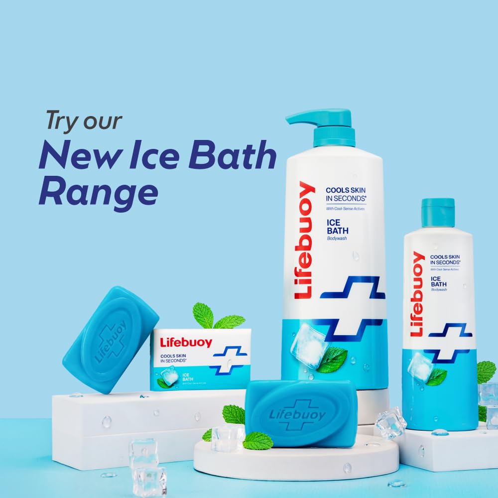 LIFEBUOY Ice Bath Bodywash, 750ml, for Instant Heat Relief, with Menthol and Cool Sense Actives, Skin Cooling in Seconds, Refreshing Fragrance, for Men and Women