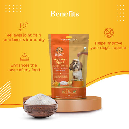 Dogsee Activet Plus+ Turmeric - 100g | Protein & Calcium Supplement | Enhances The Taste of Food