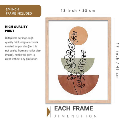 Boho Art Home Decoration Paintings With Frame For Living Room Bed Room Hotel Wall Decor Digital Reprint Set of 3 (13X17 inch)