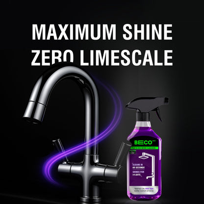 Beco Tap-Shower & Limescale Remover -500 ml | Descaler Liquid | Instantly Removes Stains | Cleans in 60 seconds | Non-Toxic | Max Shine | Suitable for Bathroom, Taps, Showers,Tiles, Mirrors