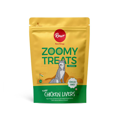 Rawr4dogs Zoomy Treats | Freeze-Dried Chicken Livers | Rich in Iron & Vitamin-A, Vitamin B12 | No Preservative | Training Treats for Dogs | 45GMS,All Life Stages
