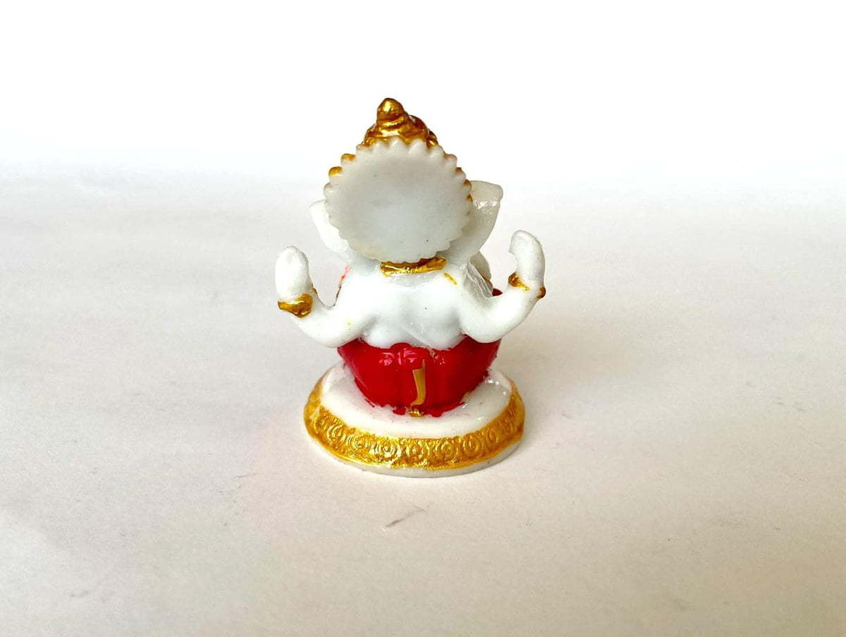 Ganesha Idol Sitting Position for Home Decor Polyresin Material, Suitable for car Dashboard, Home, Table/Showpiece for Living Room 12x5x7 cm (Red)
