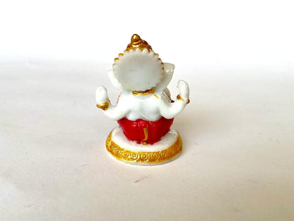 Ganesha Idol Sitting Position for Home Decor Polyresin Material, Suitable for car Dashboard, Home, Table/Showpiece for Living Room 12x5x7 cm (Red)