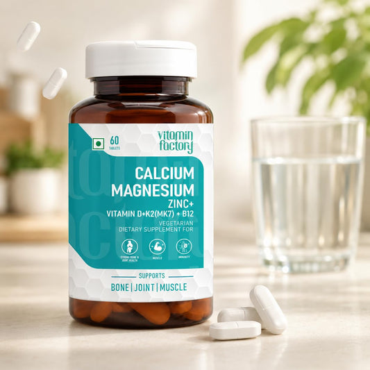 The Vitamin Factory Vitamin Factory Calcium Magnesium Zinc Tablets D3 K2 B12 | 60 Veg Tabs | 1000mg Calcium Citrate, gentle on stomach; bone, joint & muscle support for women & men; vegetarian, D3 K2 B12