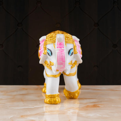 Decorative White and Gold Elephant Figurine Statue 4 INCH