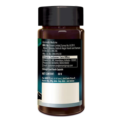 Zandu Shilajit Cool Rush Caps 60N: The 1st Ever Himalayan Shilajit with heat balancing ingredients | All Season Energy | Boost Strength & Stamina | Rich in fulvic acid