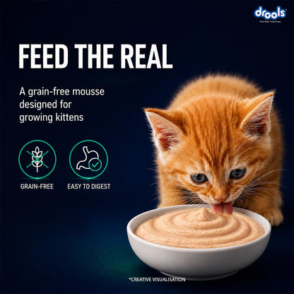 Drools Kitten Wet Mousse 80g | Tuna | High Protein | Promotes Hydration & Easy Digestion | Grain Free | No Artificial Additives | Enriched with Vitamins & Antioxidants